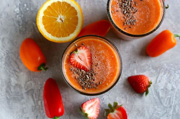 smoothie φράουλα-πορτοκάλι με πιπεριά
